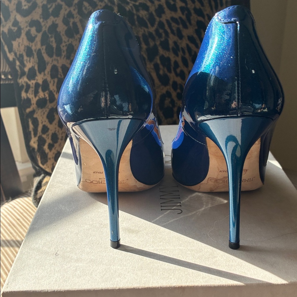 Jimmy Choo Dark Blue Patent Heels - Picture 4 of 6